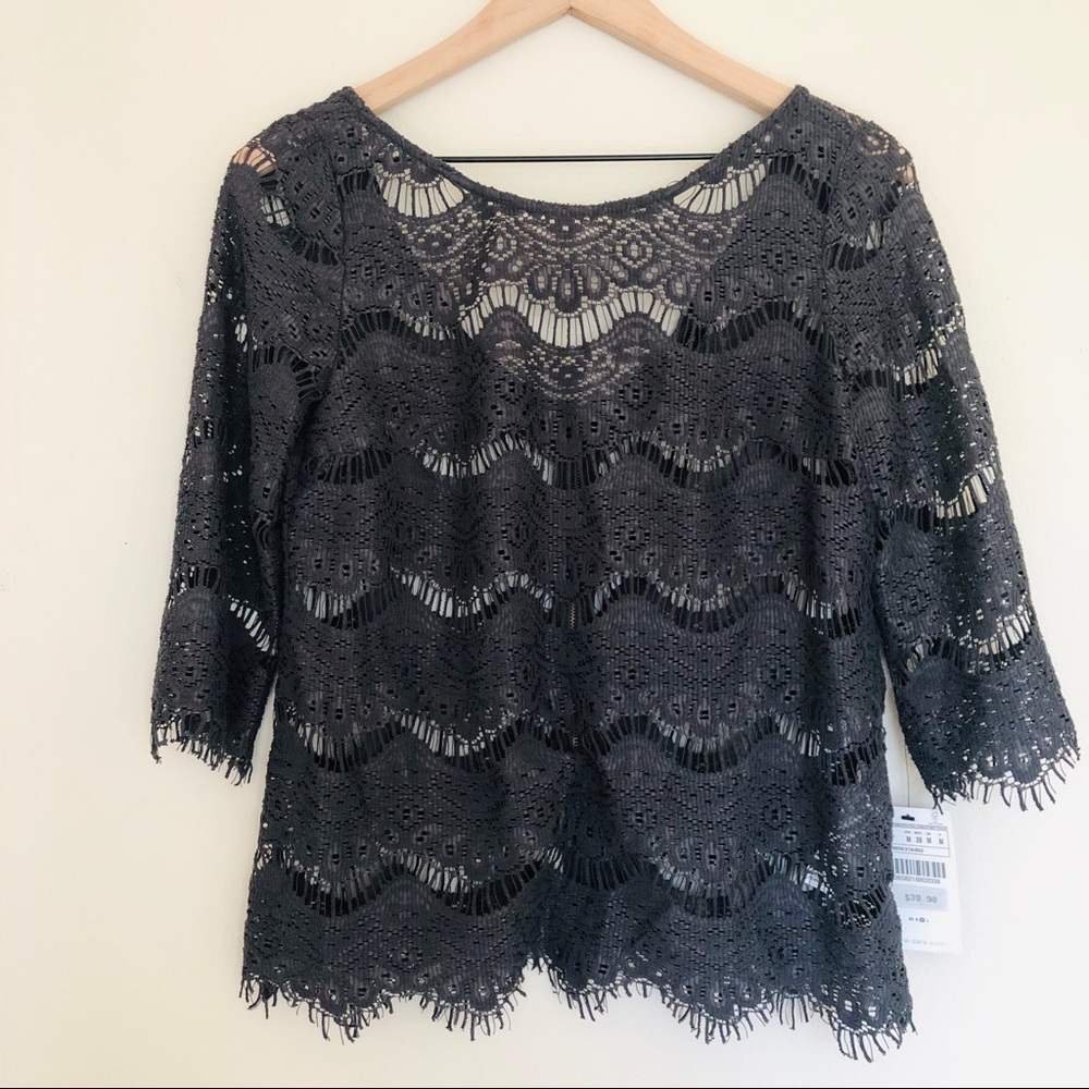 💋NWT Zara lash Lace top size M shirt blouse
